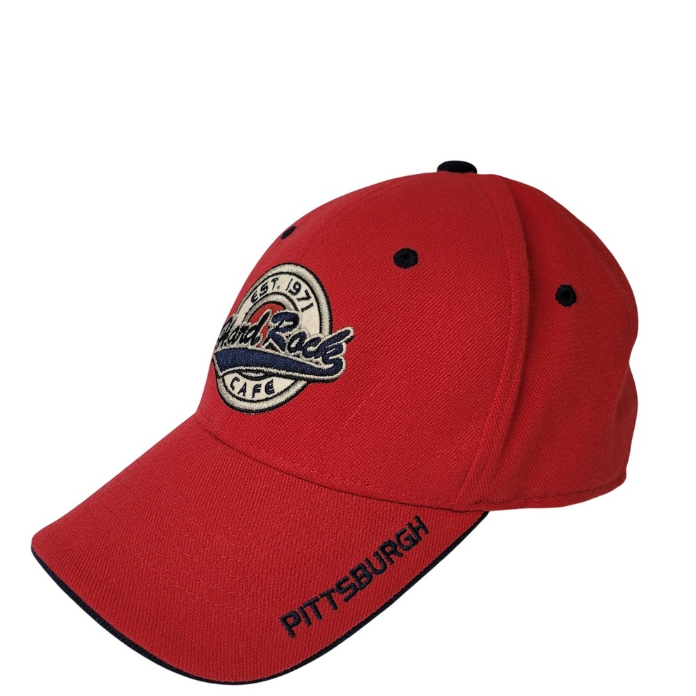 Hard Rock Cafe Pittsburgh Red Baseball Cap Flexfit Hat Souvenir Mens Adjustable‎
